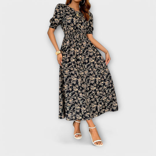Amelia - Vestido com decote redondo e estampa floral
