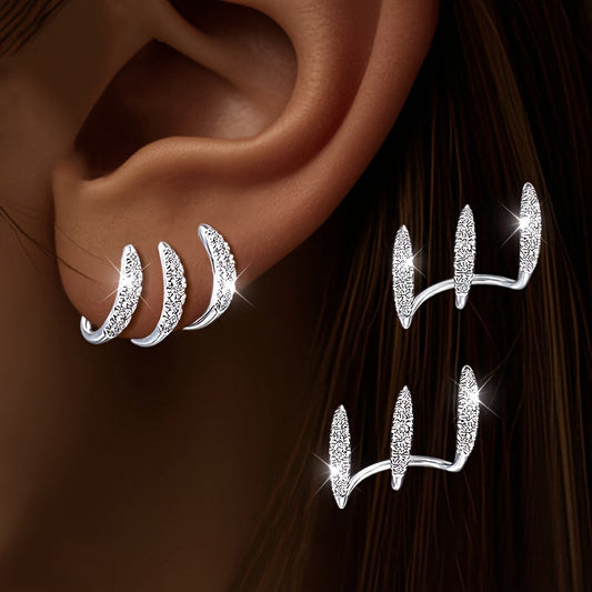 Brincos Elegantes com Strass em Três Garras