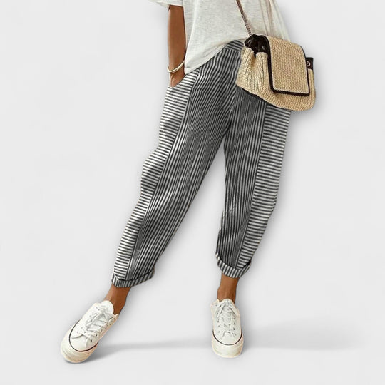 Sanne - Calça listrada confortável