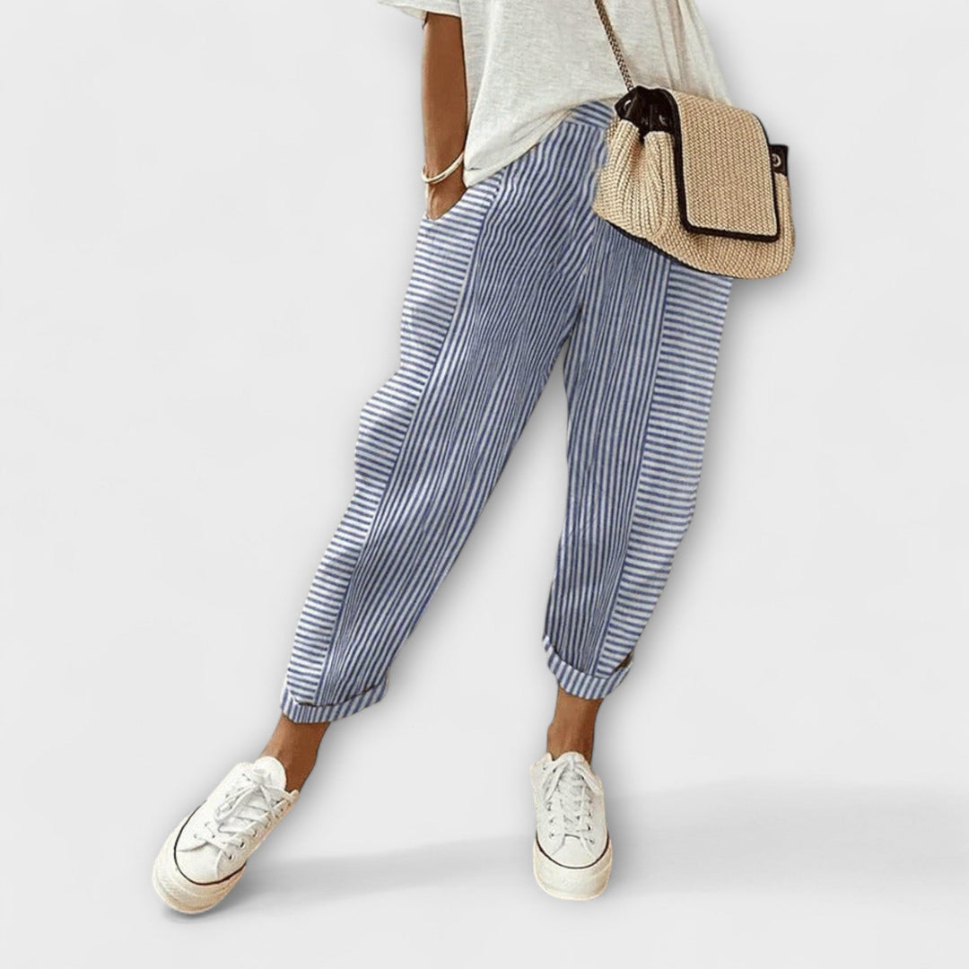 Sanne - Calça listrada confortável