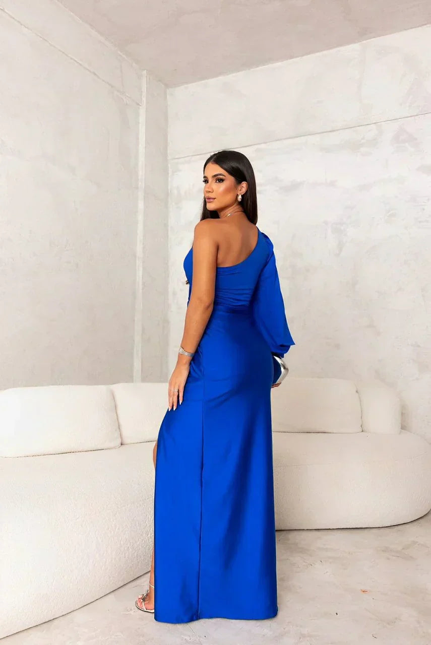 Zarra – Vestido Maxi Elegante de Um Ombro