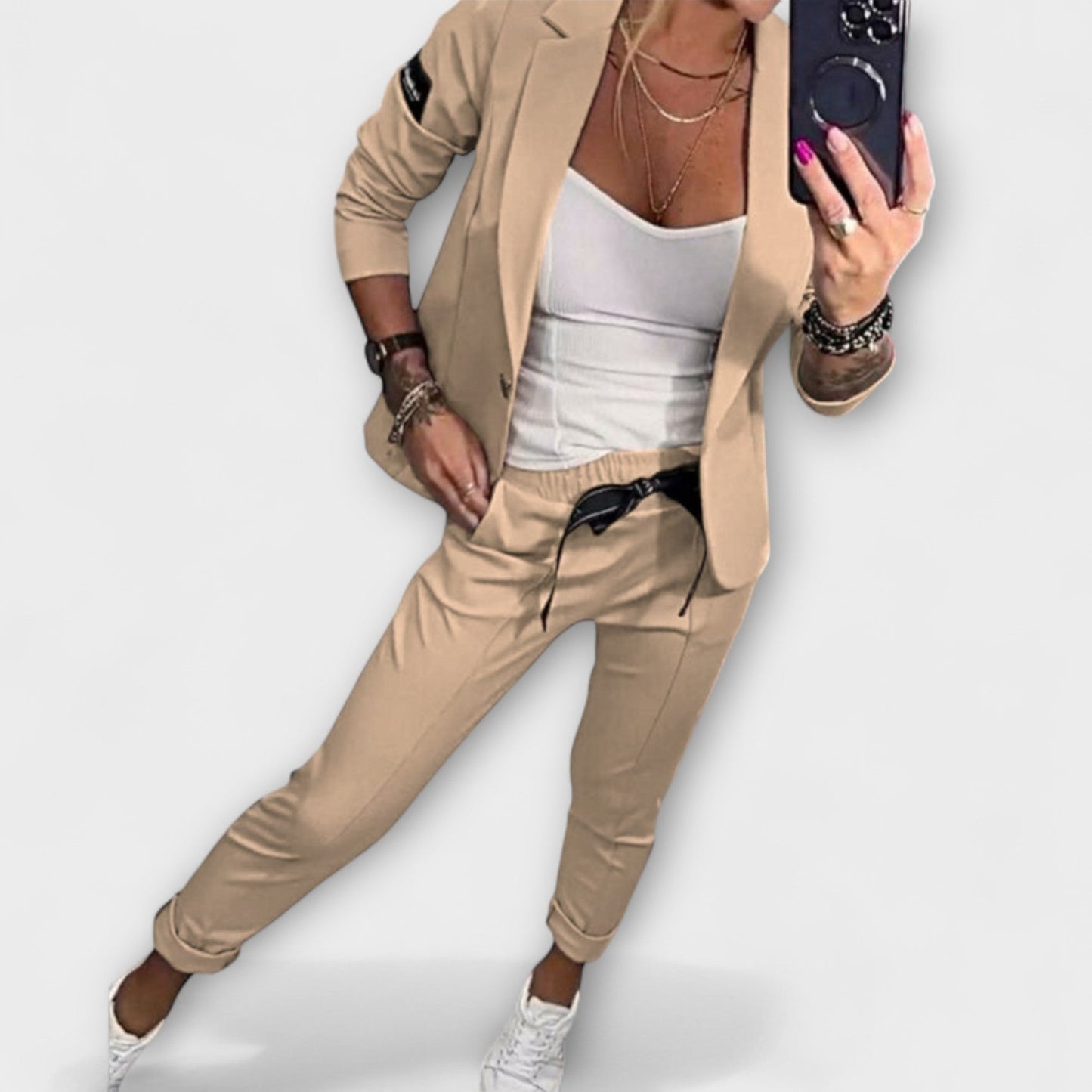 Malou - Conjunto Coordenado de Top, Jaqueta e Calça