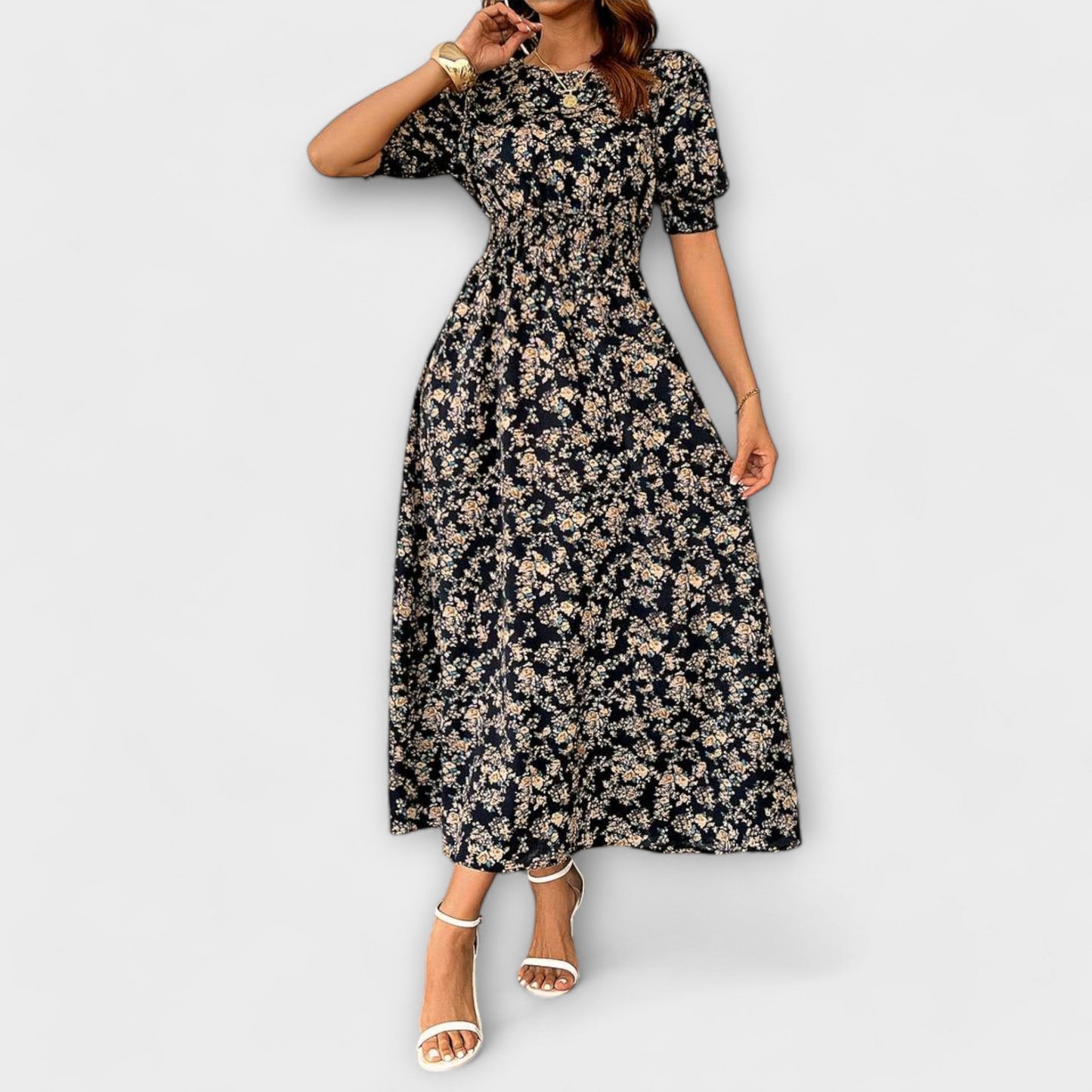 Amelia - Vestido com decote redondo e estampa floral