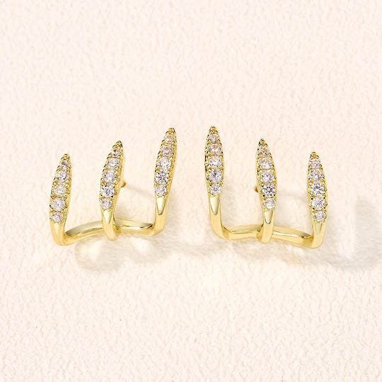 Brincos Elegantes com Strass em Três Garras