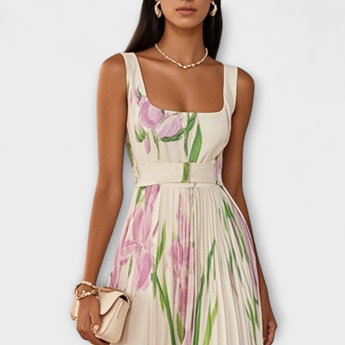 Vestido Max Chiffon Floral Dobrada