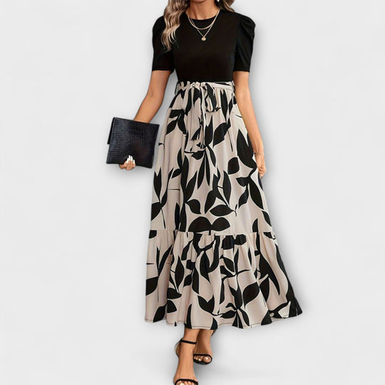 Luna - Vestido de verão com estampa floral e decote redondo