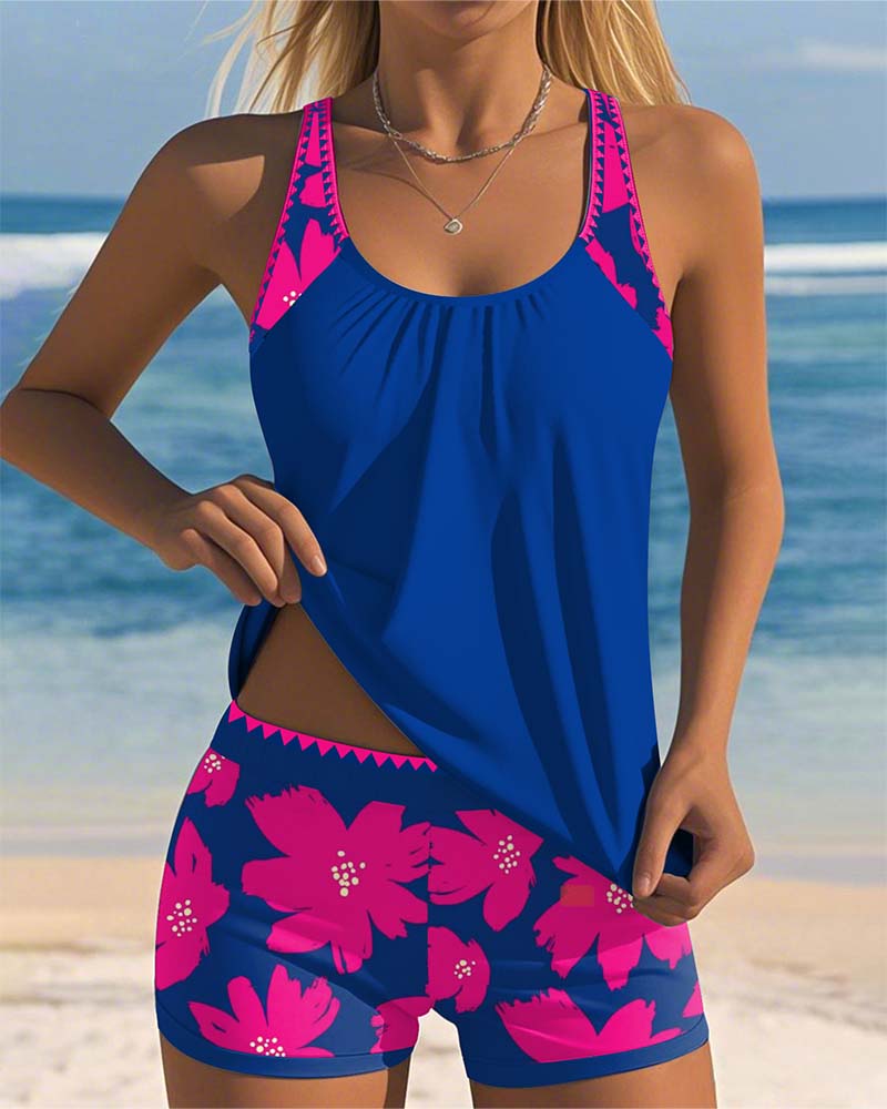 Judith | Tankini Sem Manga com Decote U Estampado