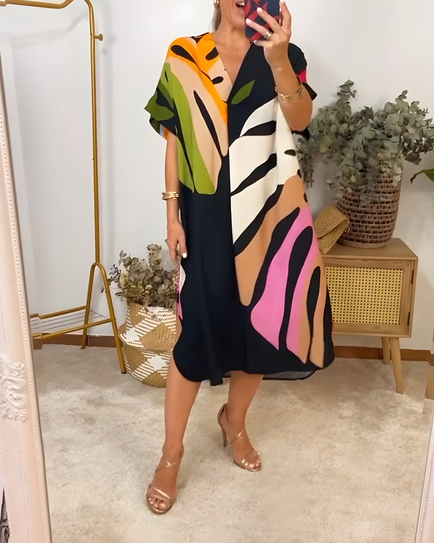 Rianna - Vestido com Estampa Abstrata