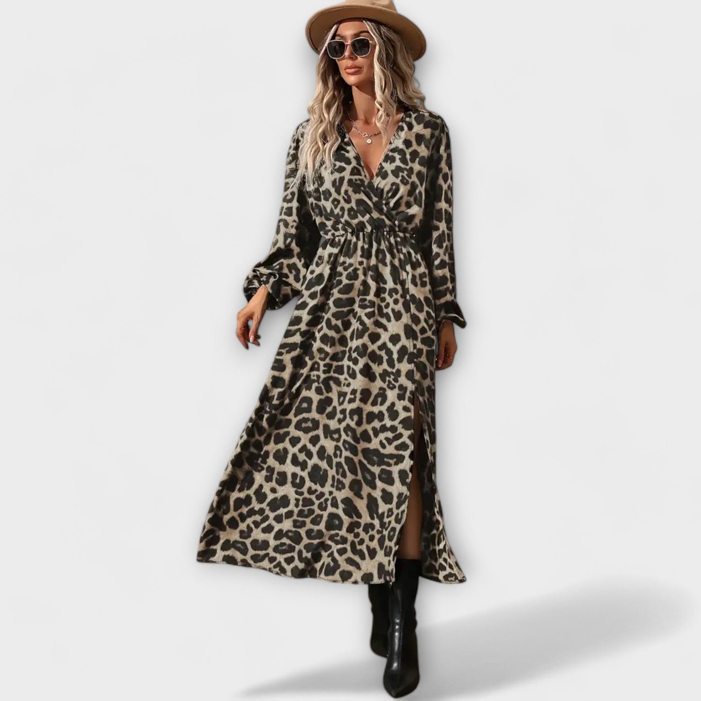 Natalie - Vestido Estiloso com Estampa de Leopardo