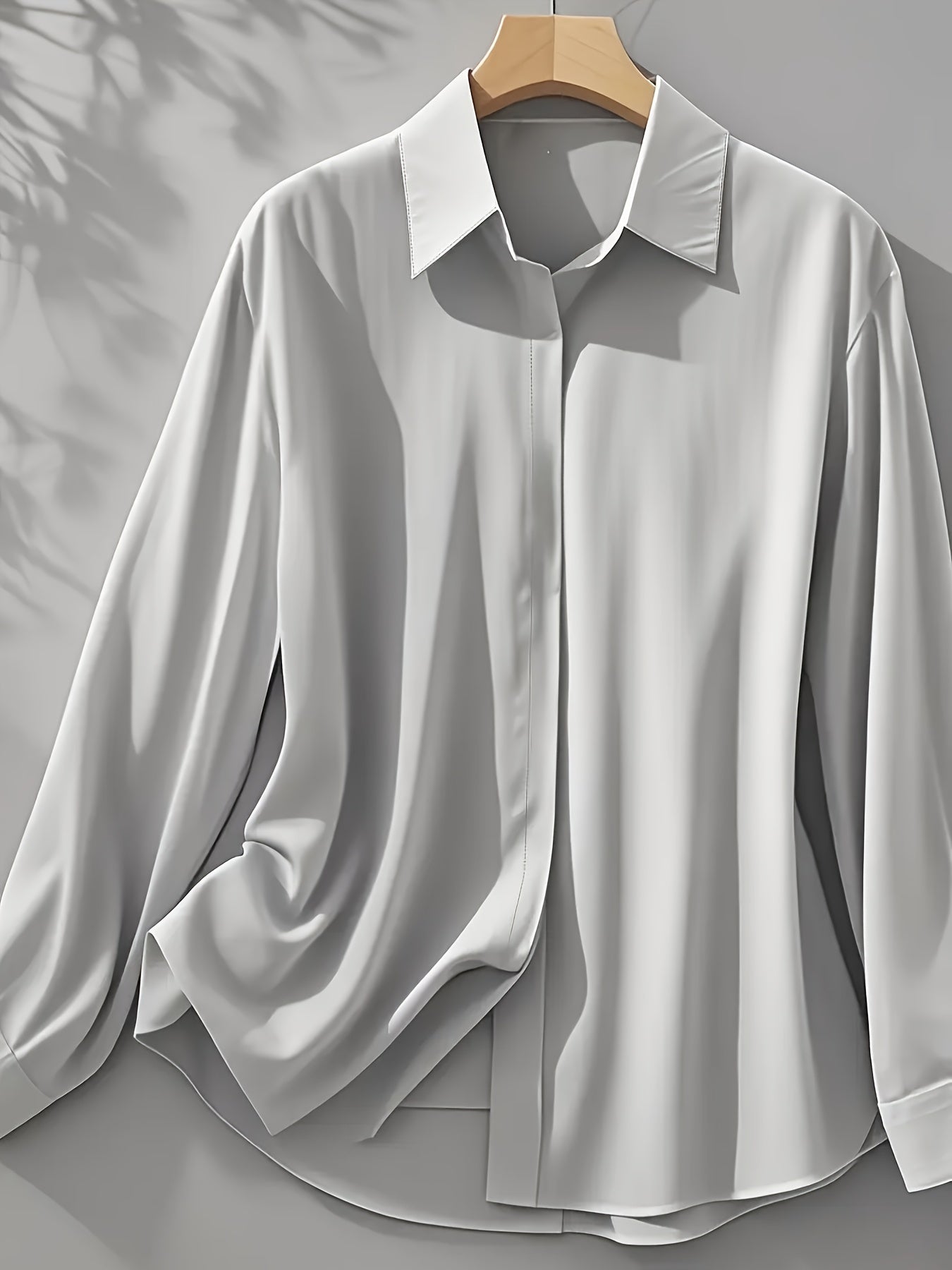 Elenochka - Camisa Estilosa de Manga Longa com Fechamento de Botão