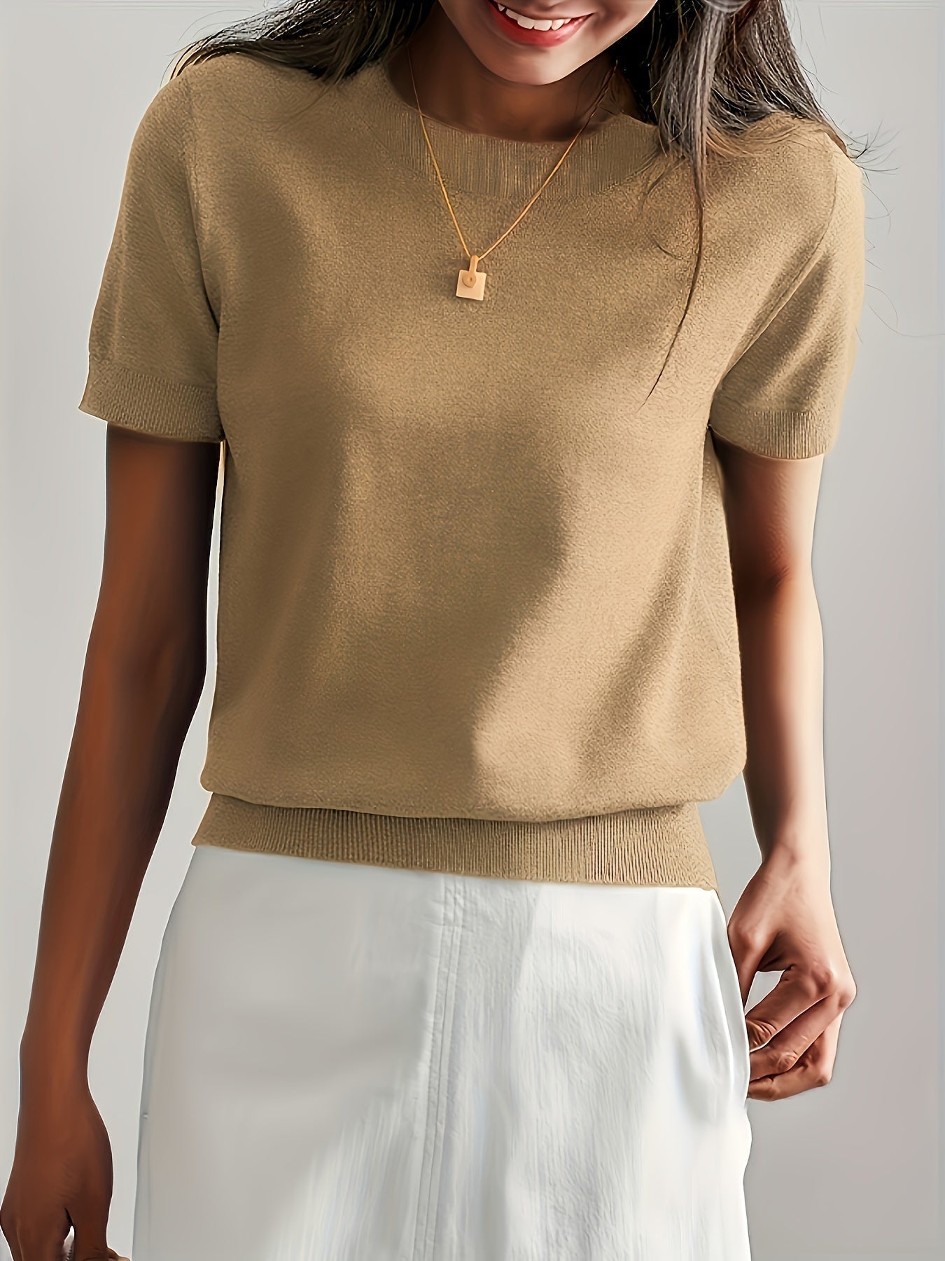Jacquie - Camiseta Casual de Alta Elasticidade