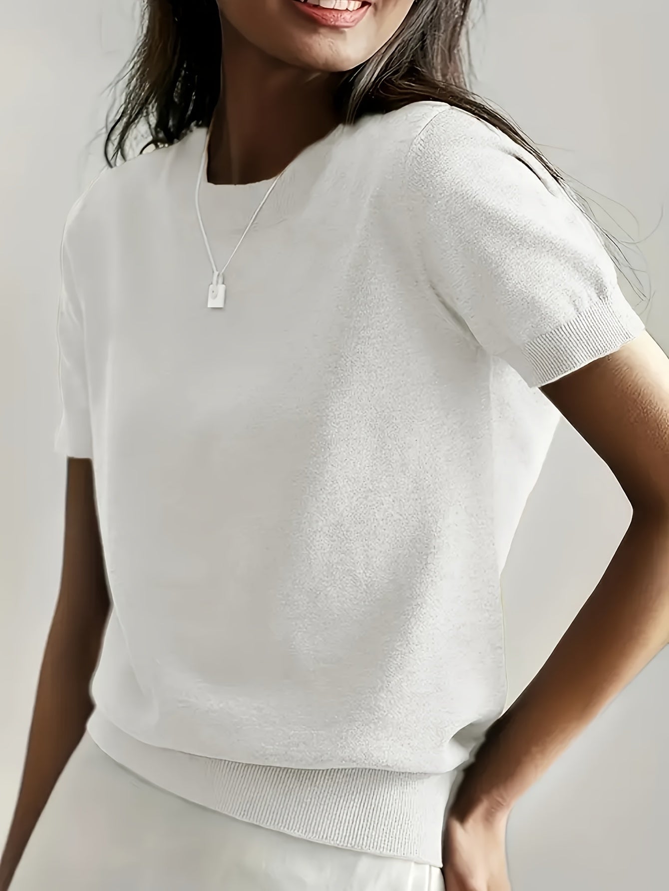 Jacquie - Camiseta Casual de Alta Elasticidade