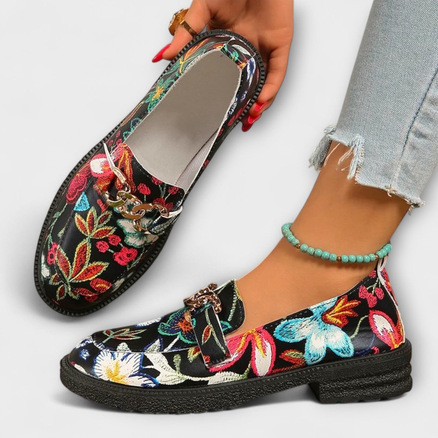 Orla – Mocassins coloridos com padrão floral