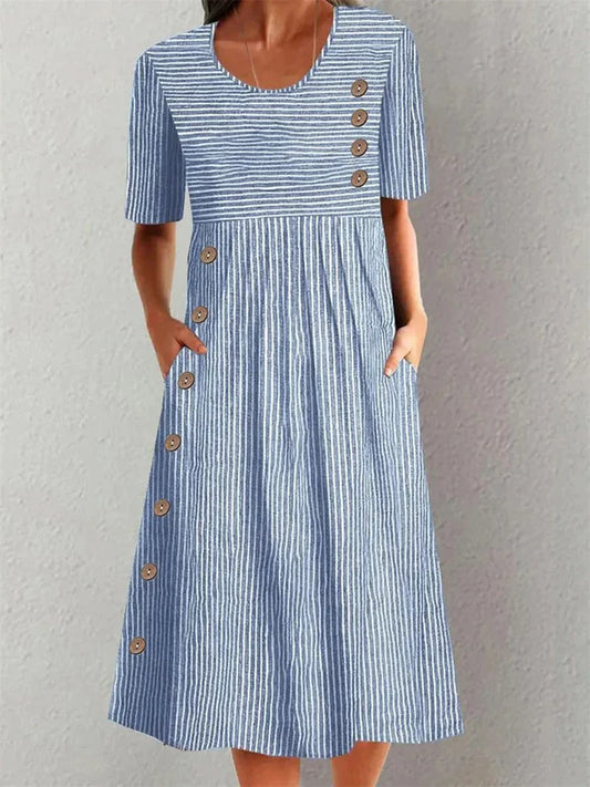 Sofia™ | Vestido de Verão Listrado
