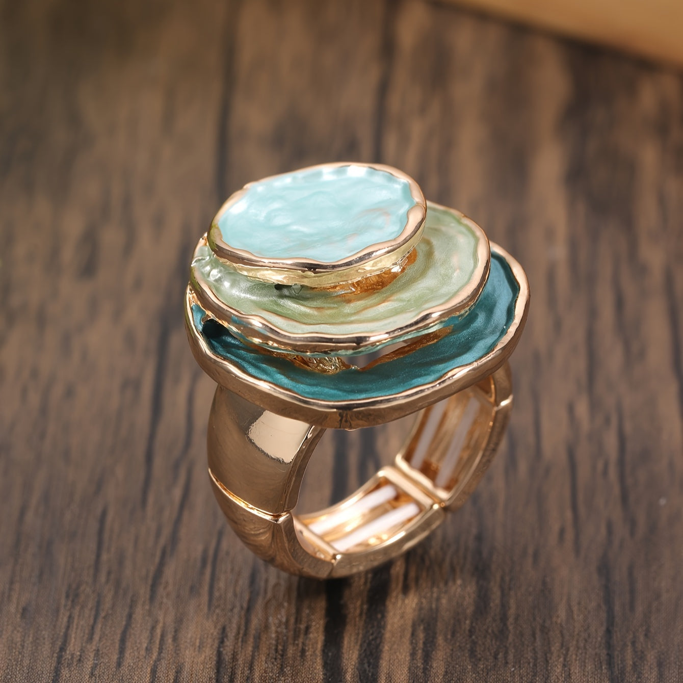 Anel de esmalte boho de três camadas