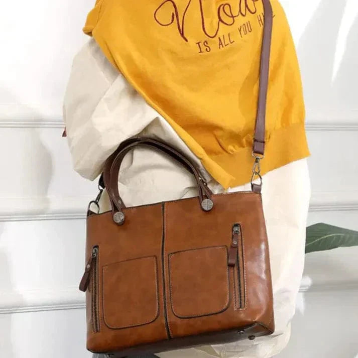 Bolsa de ombro de couro vintage elegante