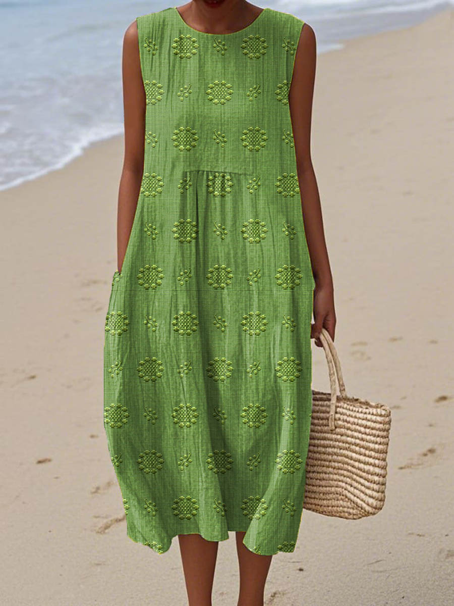 Beatrice - Vestido Elegante Sem Mangas com Bolsos