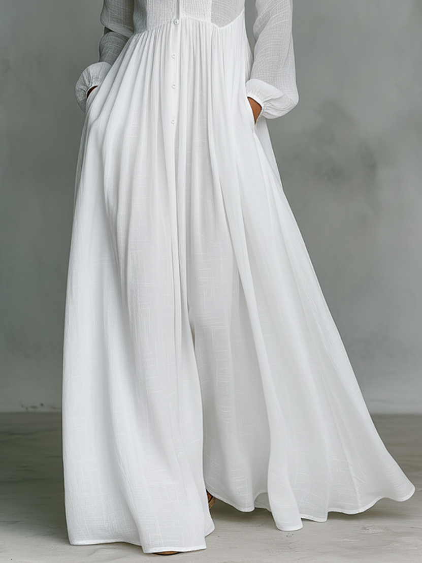 Serena | Vestido Maxi com Botões Frontais Fluidos