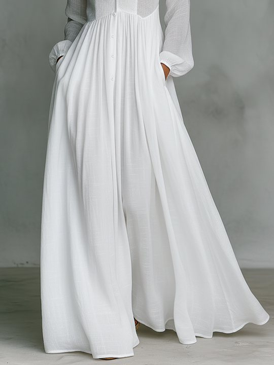 Serena | Vestido Maxi com Botões Frontais Fluidos