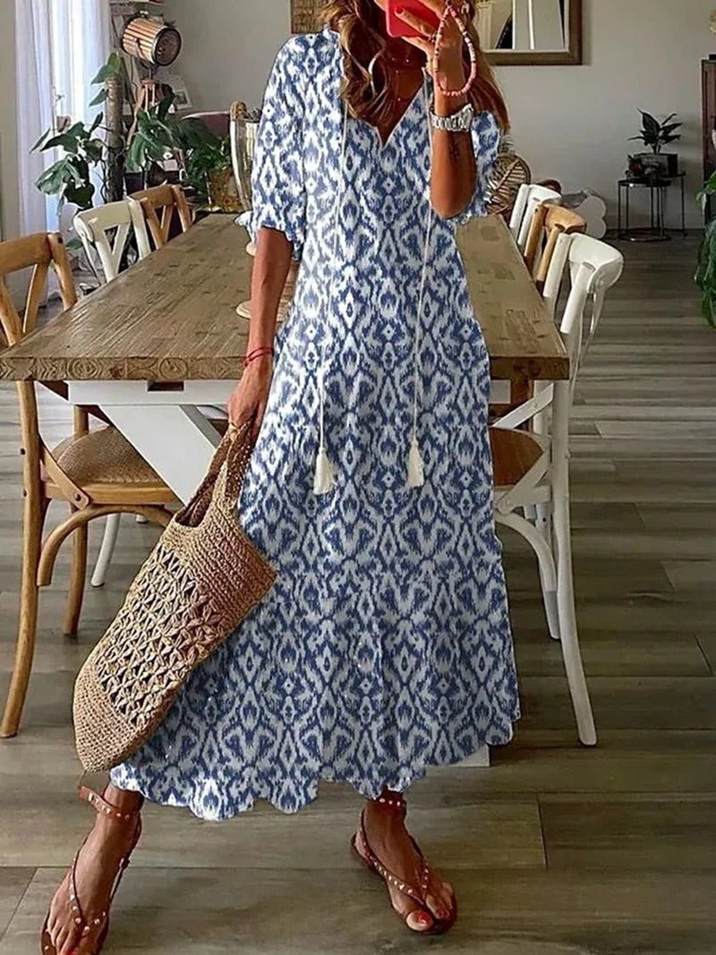 Lana - Vestido Maxi Boho que Valoriza a Silhueta