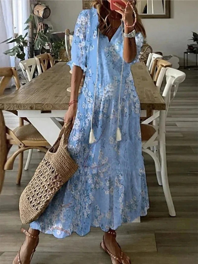 Lana - Vestido Maxi Boho que Valoriza a Silhueta