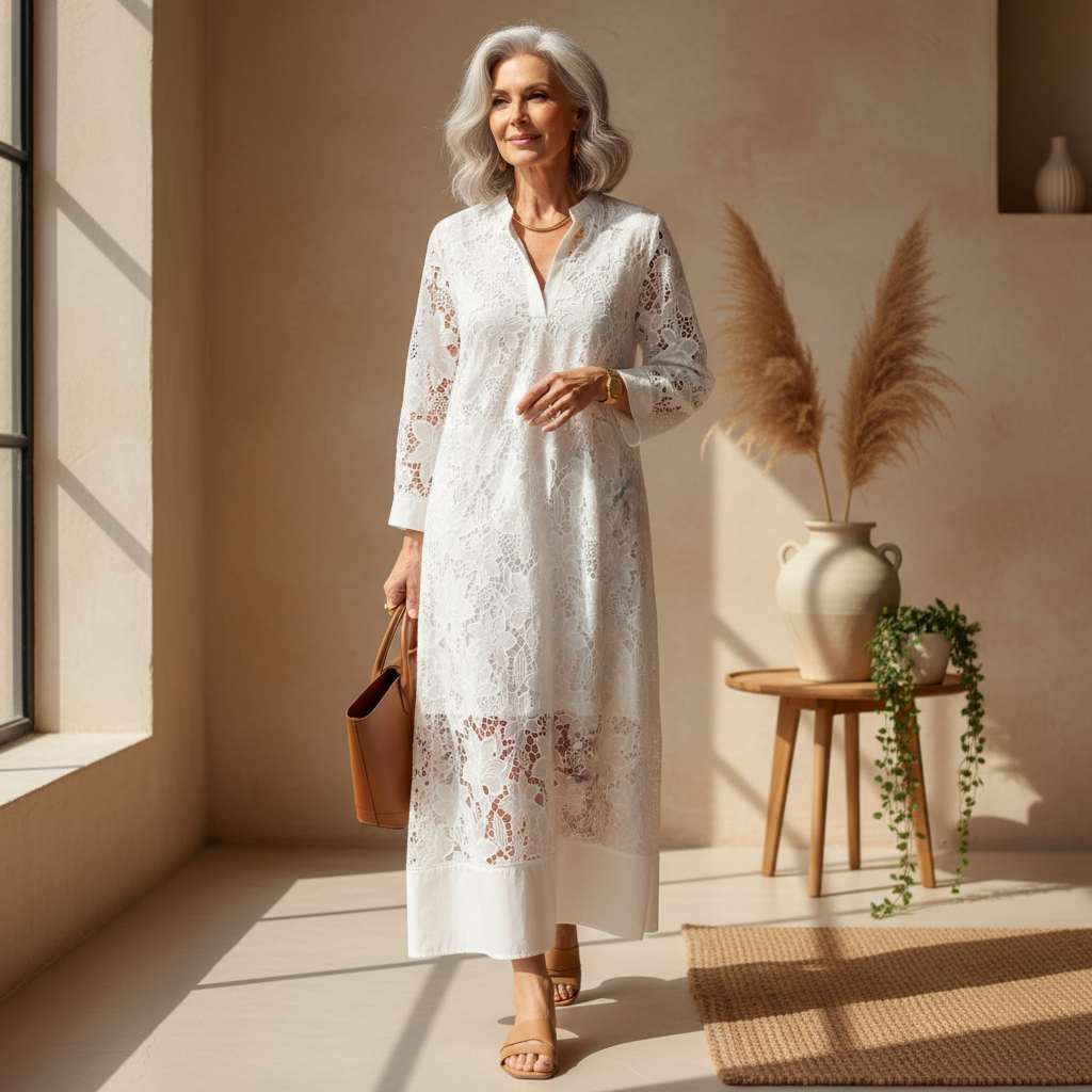 Nerisse - Vestido de Renda Confortável
