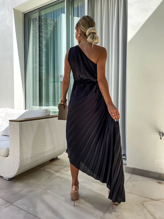 Dariella | Vestido Romântico de Flores com Um Ombro
