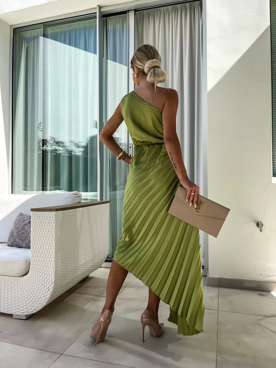 Dariella | Vestido Romântico de Flores com Um Ombro