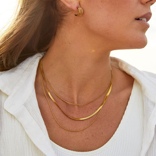 Colar de Corrente Multicamadas Dourado