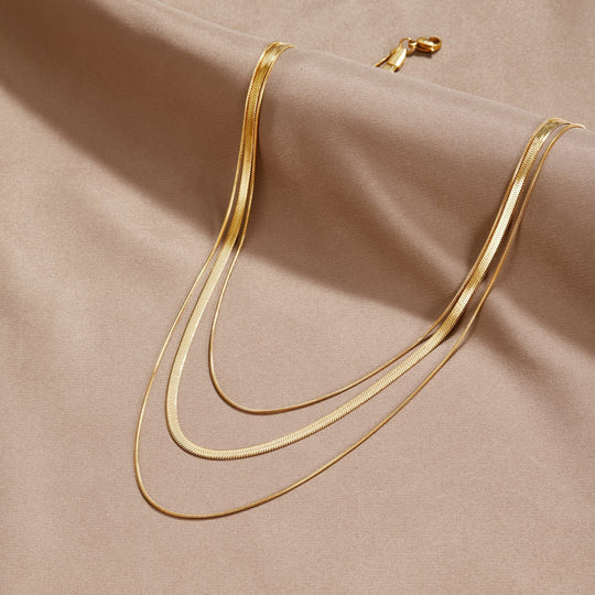 Colar de Corrente Multicamadas Dourado