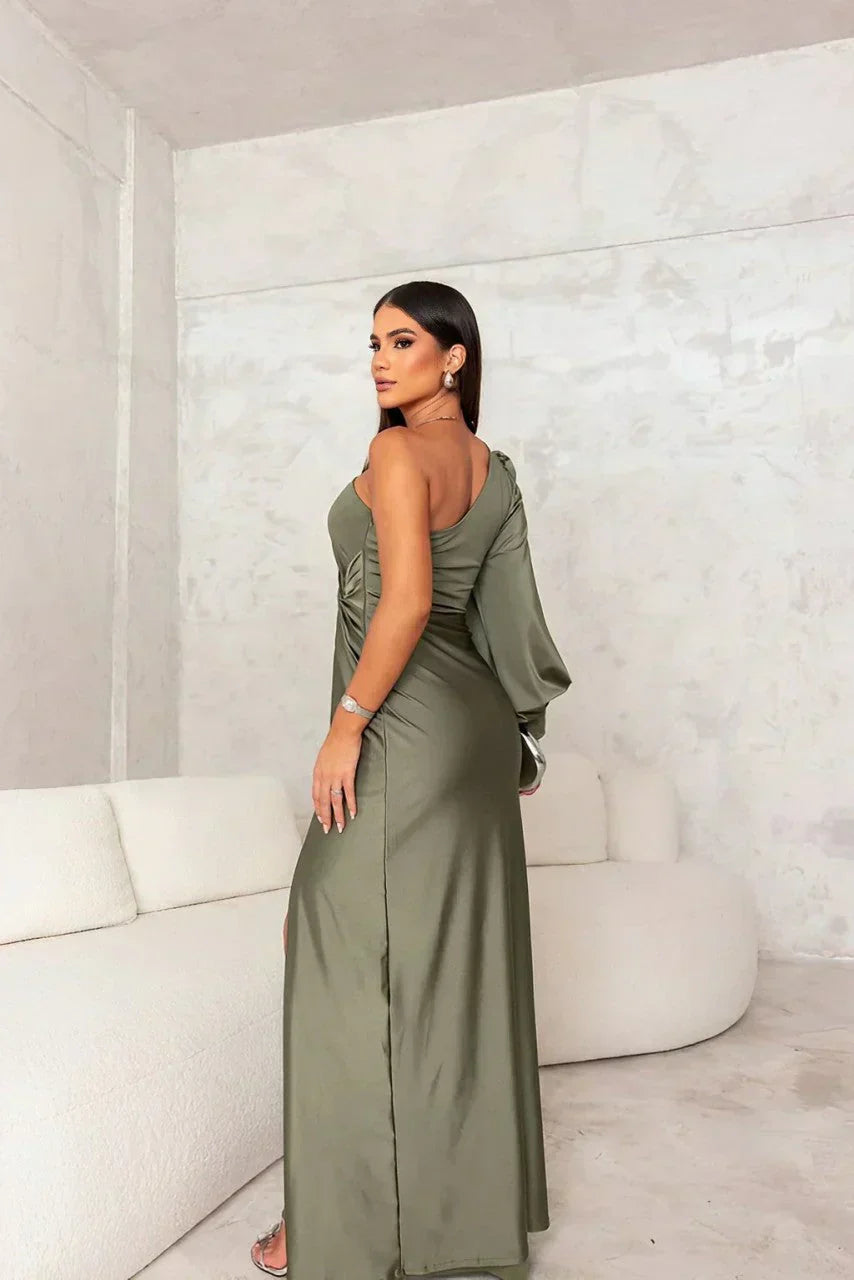 Zarra – Vestido Maxi Elegante de Um Ombro