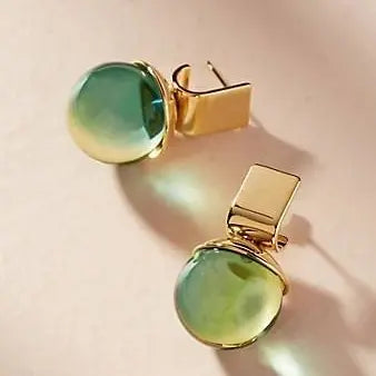 Brincos Vintage com Cristal Verde em Ouro