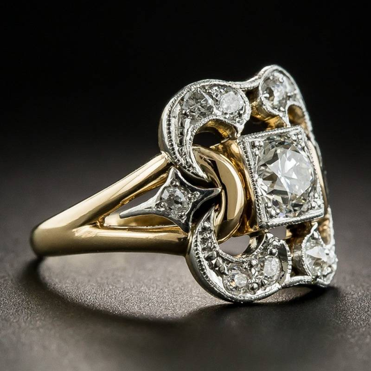 Anel de Ouro com Zircônia Vintage