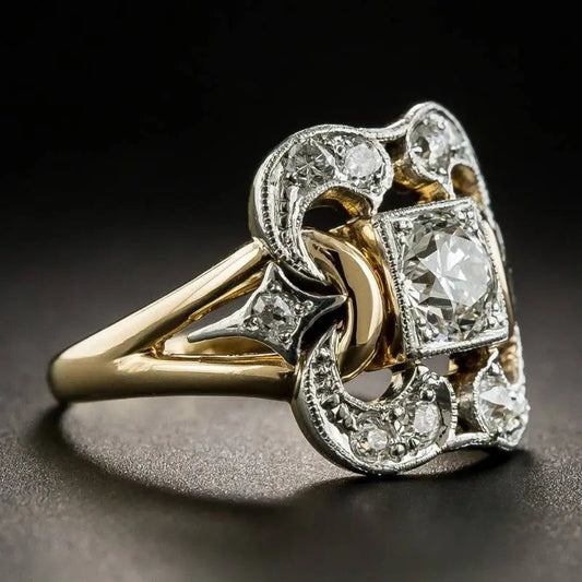 Anel de Ouro com Zircônia Vintage