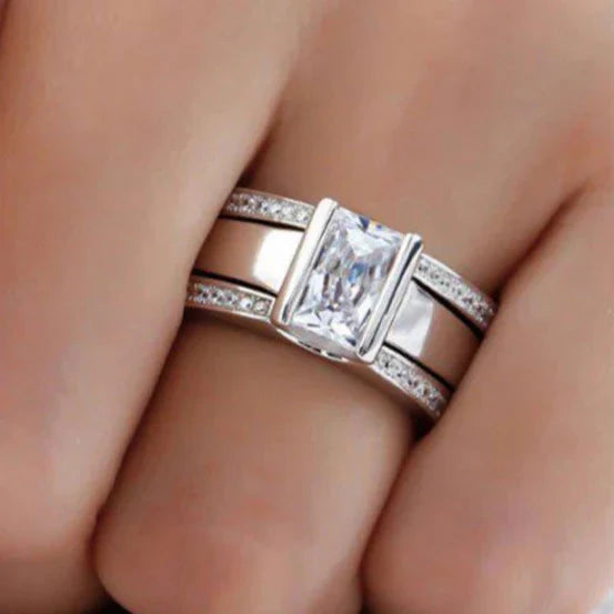 Anel de Cristal Prata Vintage