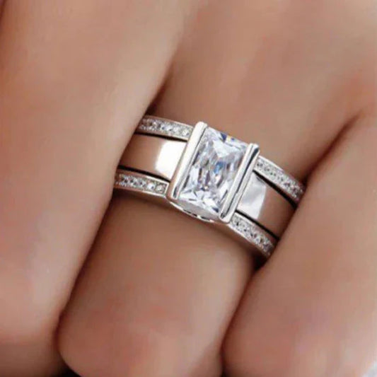 Anel de Cristal Prata Vintage
