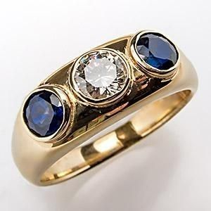 Anel de Ouro com Inlay de Zircônia Azul