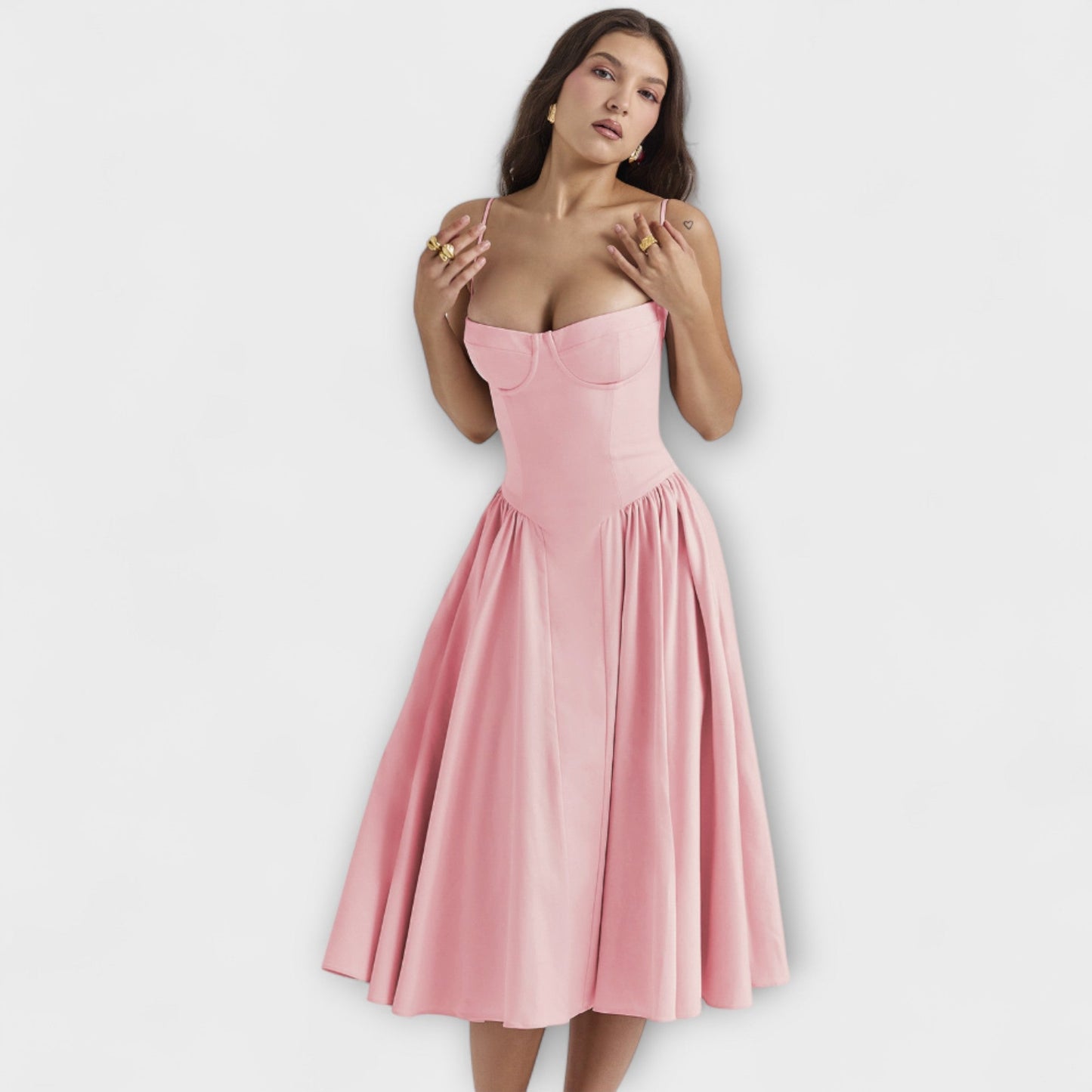 Rosalie - Vestido de Corset Sem Mangas Refinado