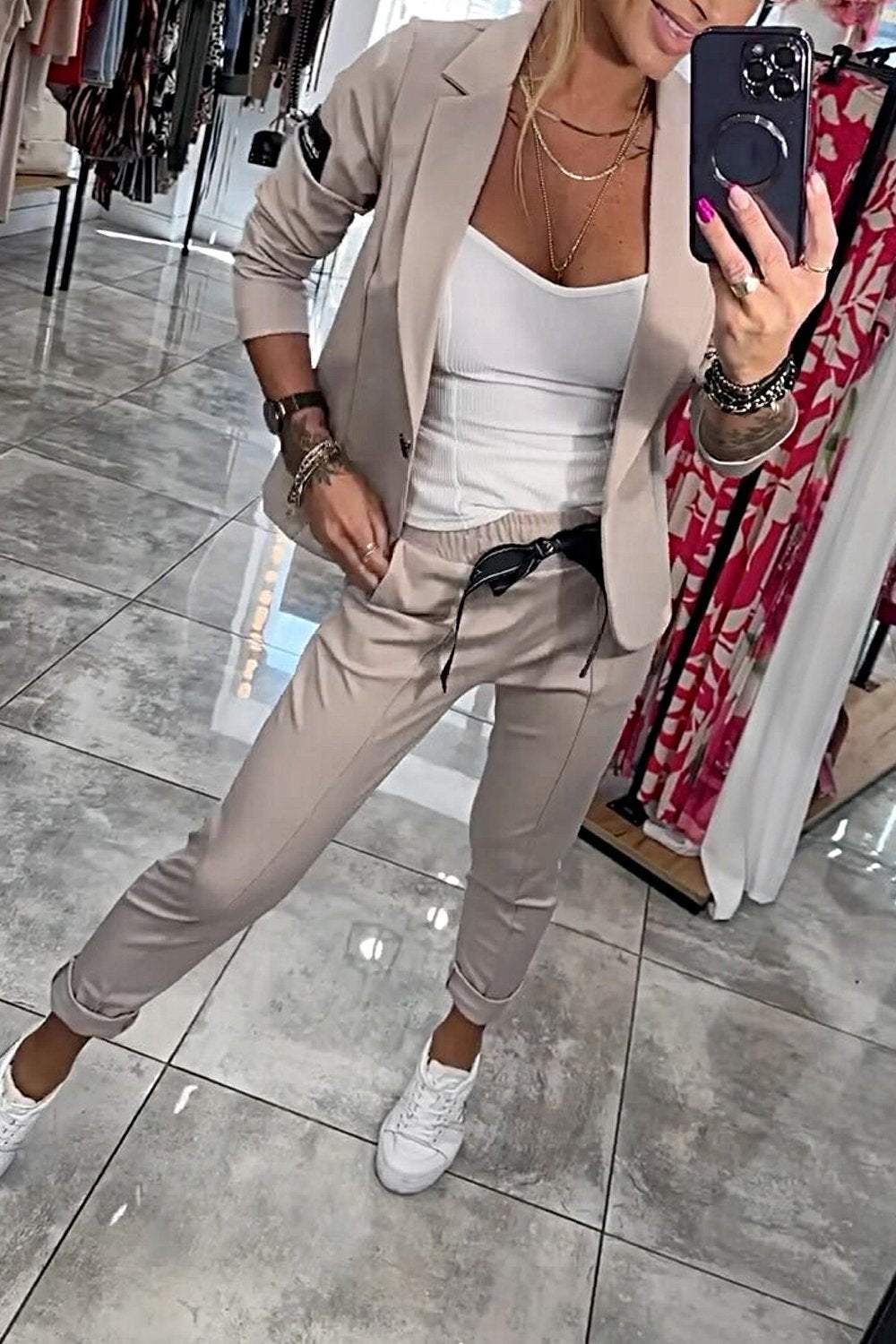 Fenna™ | Conjunto Relaxado de Duas Peças em Cor Sólida para Mulheres