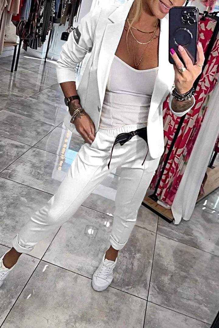Fenna™ | Conjunto Relaxado de Duas Peças em Cor Sólida para Mulheres