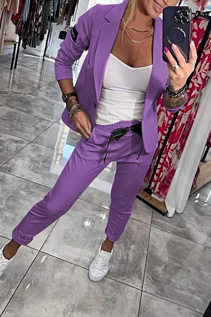 Fenna™ | Conjunto Relaxado de Duas Peças em Cor Sólida para Mulheres