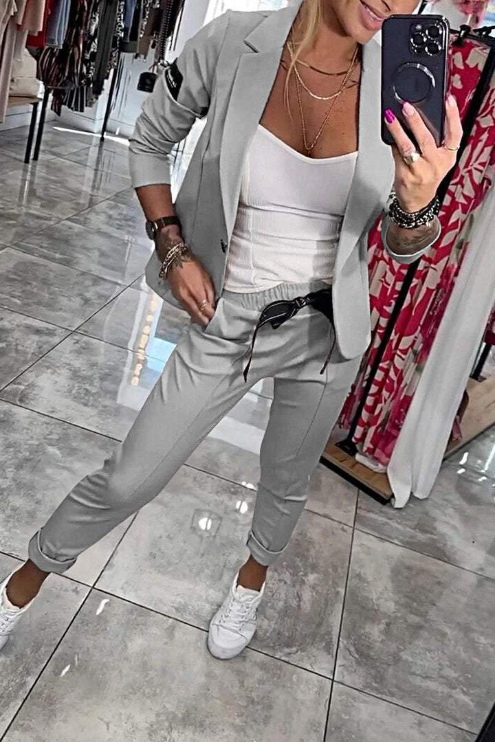 Fenna™ | Conjunto Relaxado de Duas Peças em Cor Sólida para Mulheres