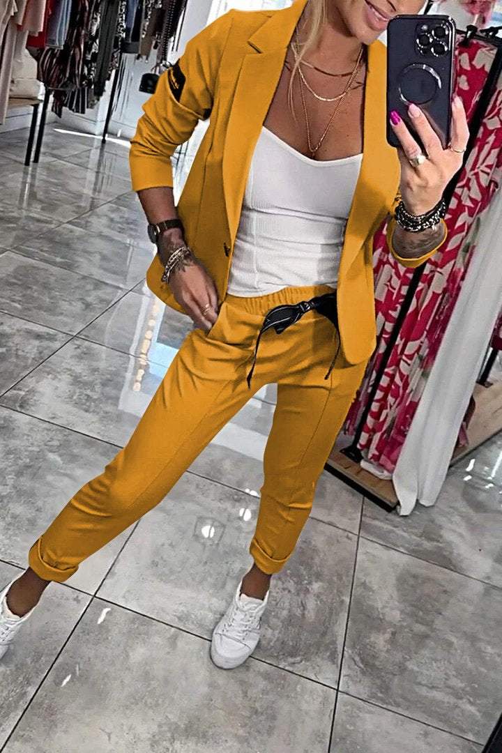 Fenna™ | Conjunto Relaxado de Duas Peças em Cor Sólida para Mulheres