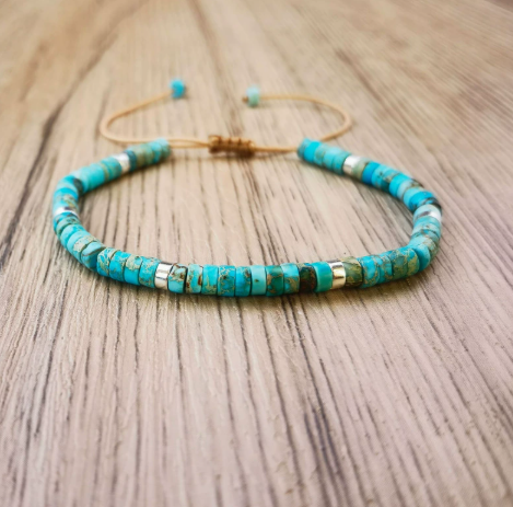 Pulseira de Turquesa Delicada e Atemporal com Contas