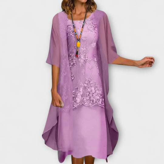 Aurora - Elegante vestido de chiffon em duas peças