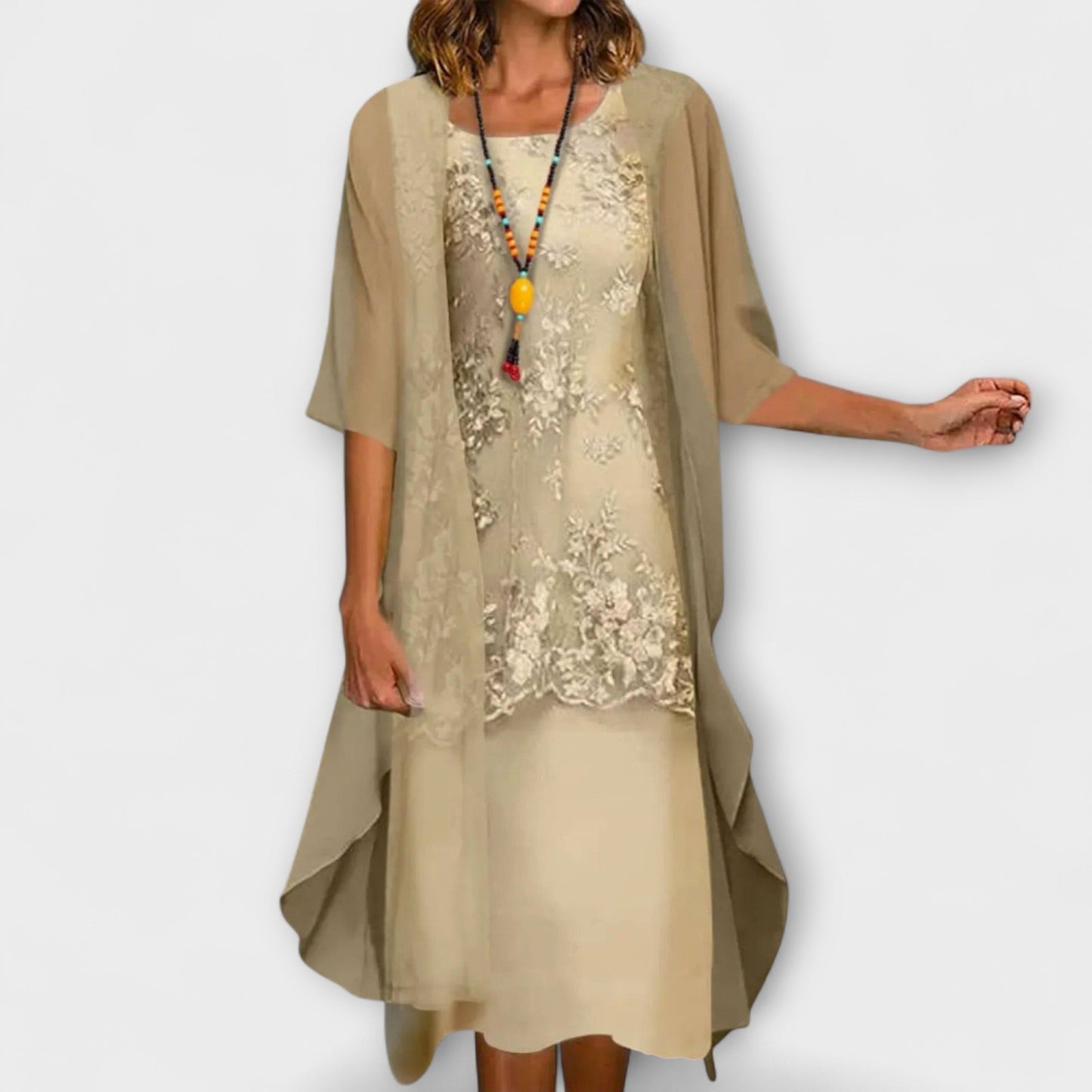 Aurora - Elegante vestido de chiffon em duas peças