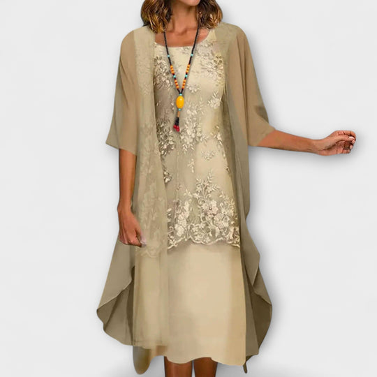 Aurora - Elegante vestido de chiffon em duas peças