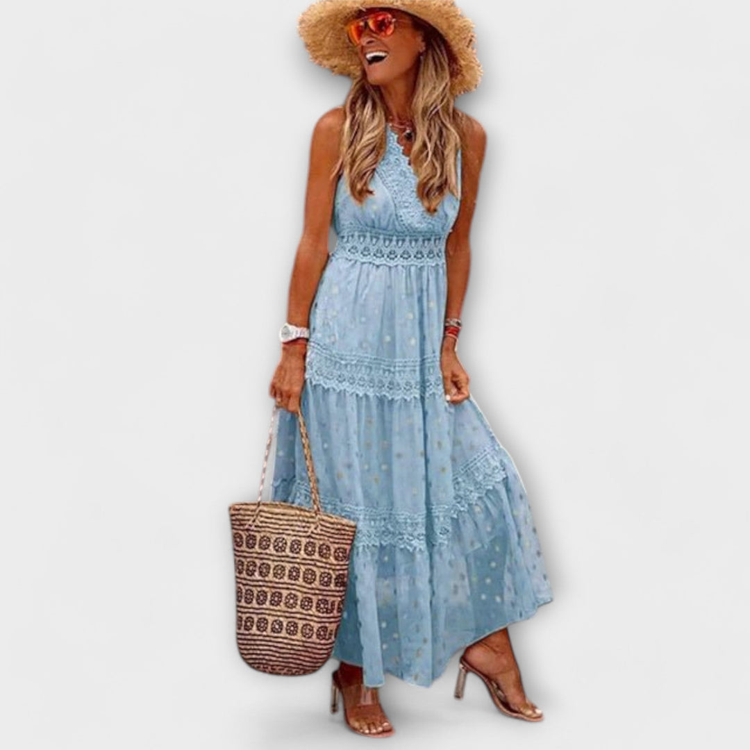 Aurora - Maxivestido com Renda Boho