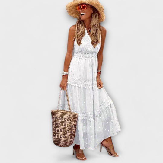 Aurora - Maxivestido com Renda Boho