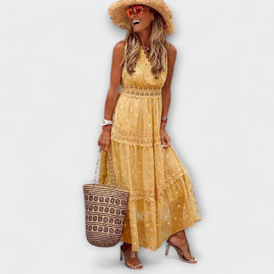 Aurora - Maxivestido com Renda Boho